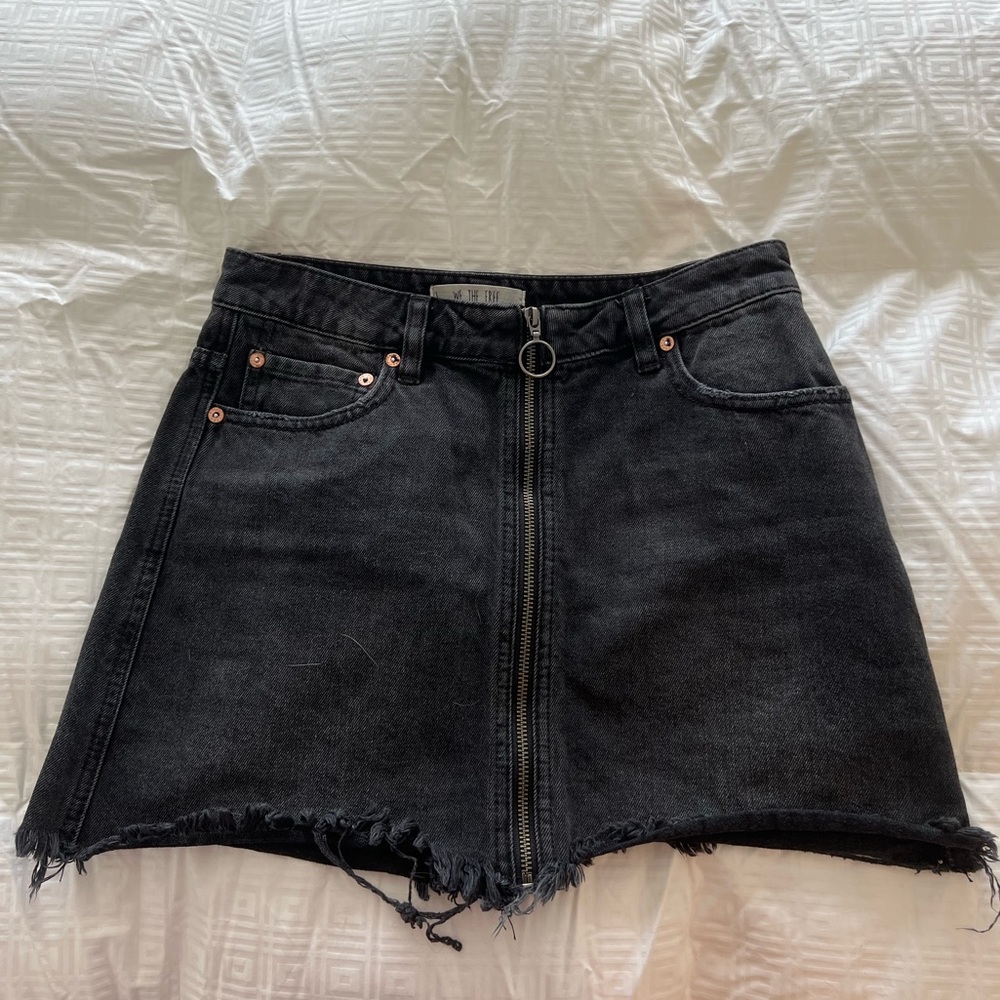 Free People Black Zip Front Mini Skirt